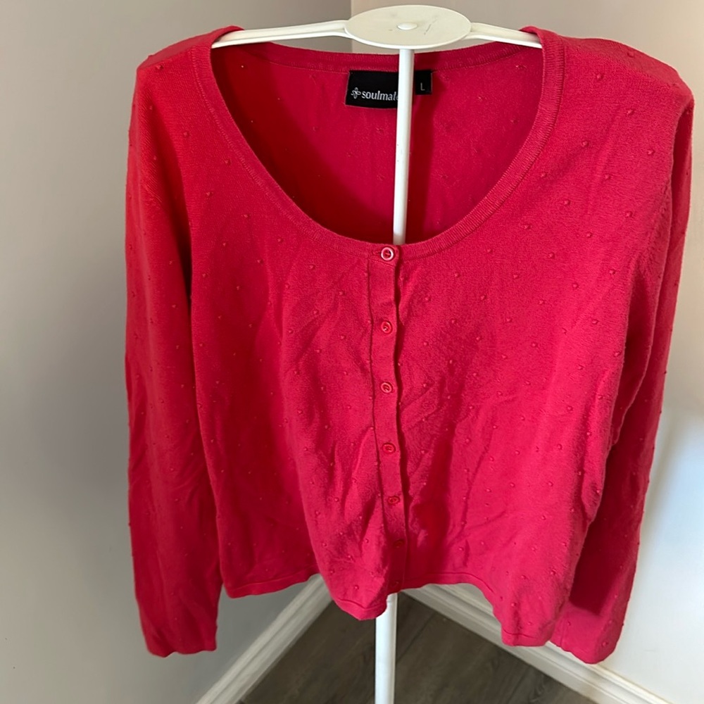 Soulmate pink cardigan sweater size L